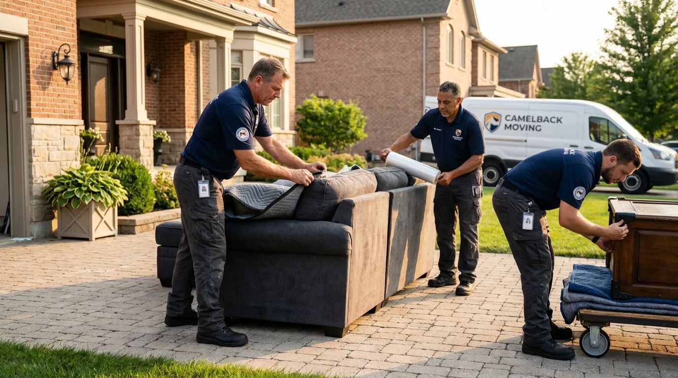 Large estate moving crew wrapping furniture in Smithfield, UT